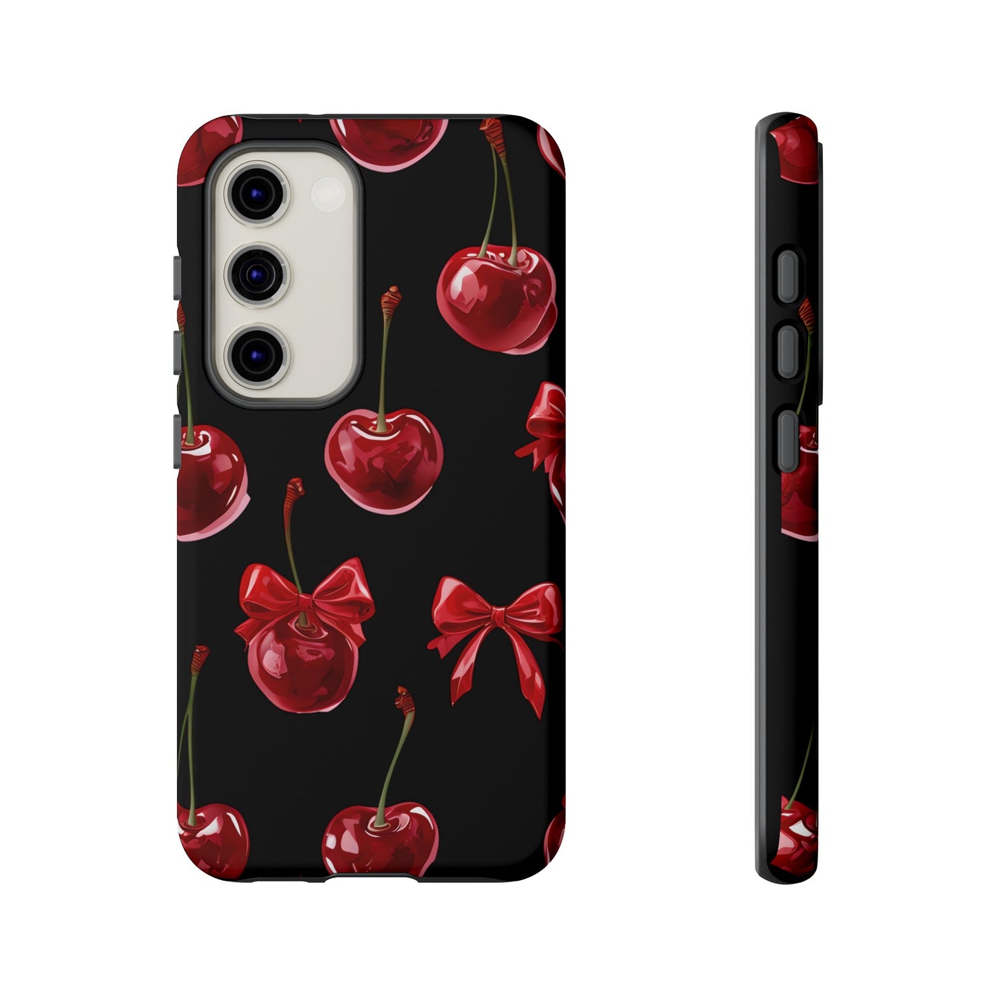 Coquette-Cherry Print Tough Phone Case - Stylish & Durable Protection