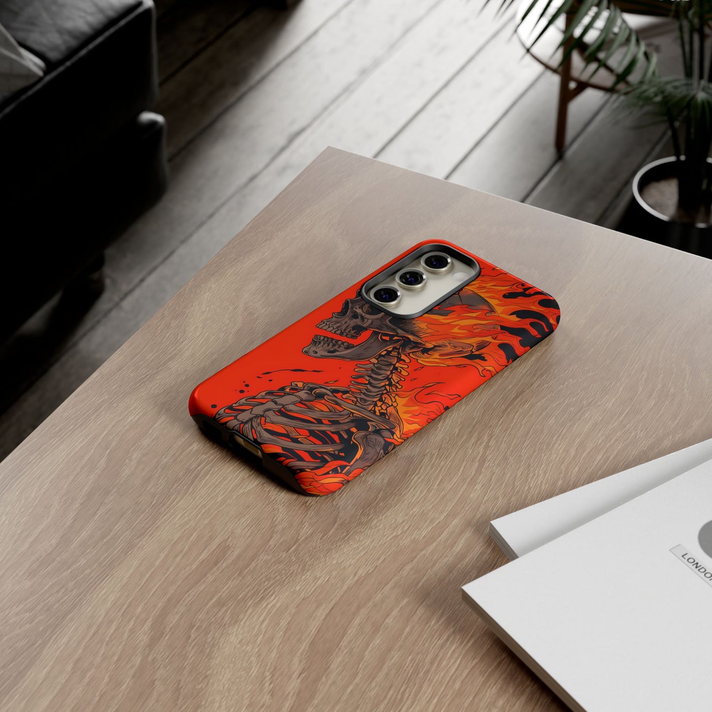 Flaming Skeleton Phone Case - Tough & Stylish Protection