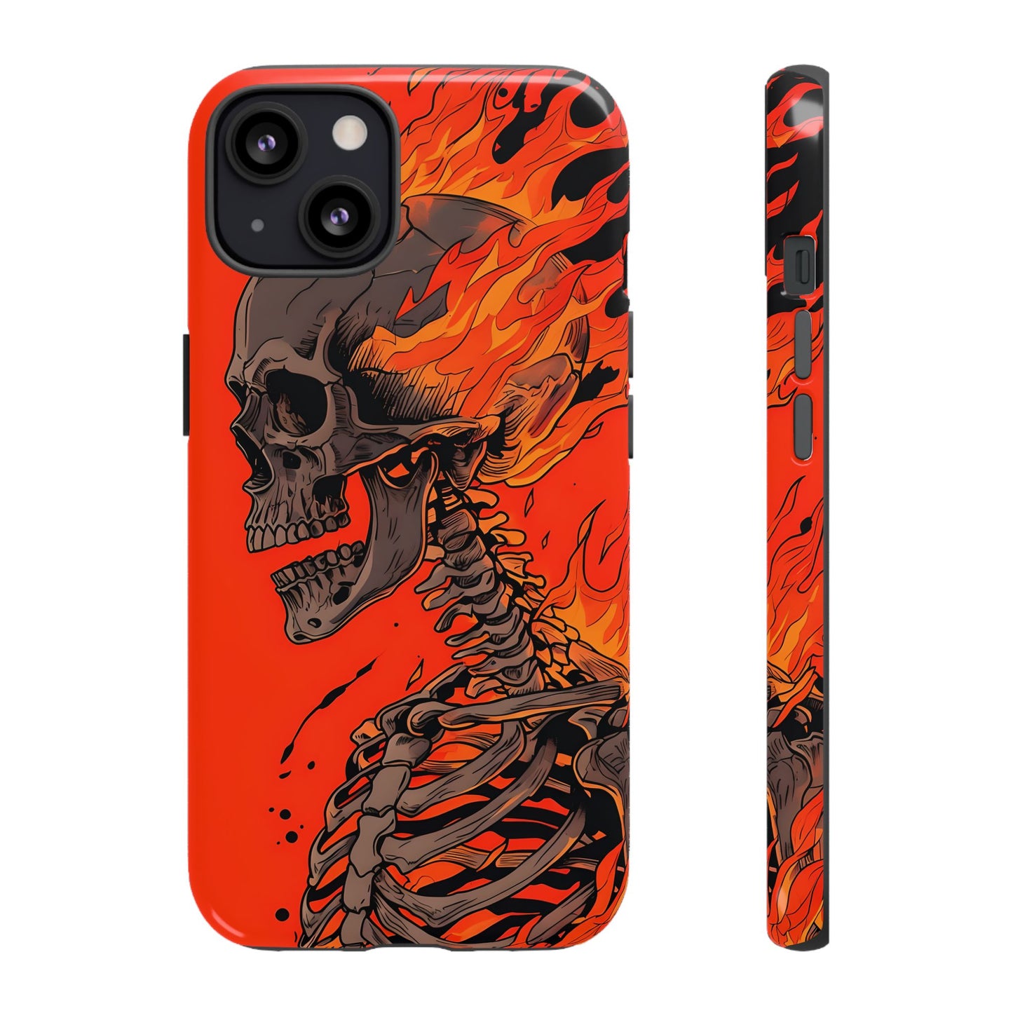 Flaming Skeleton Phone Case - Tough & Stylish Protection