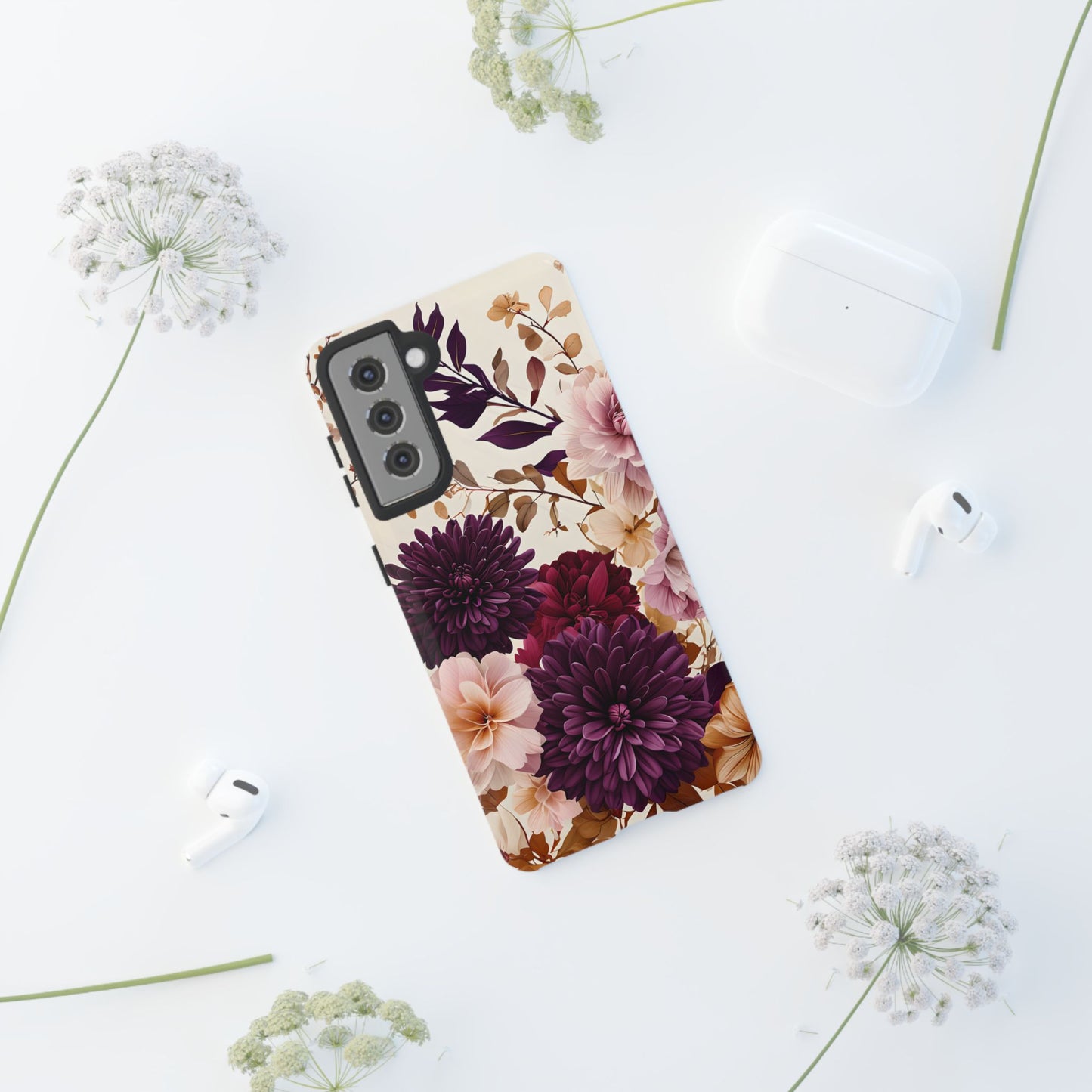 Floral Tough Phone Case - Elegant Design for iPhones & Androids