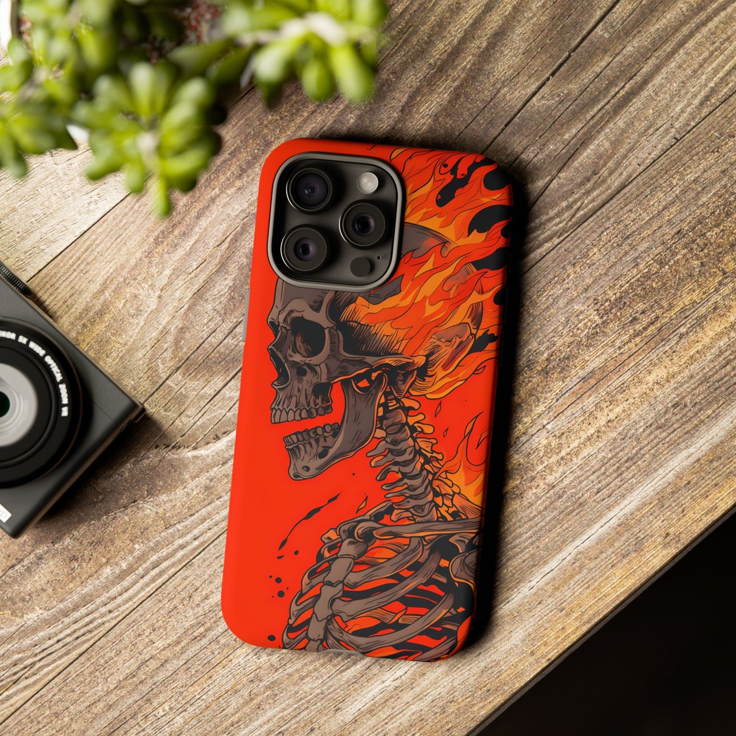Flaming Skeleton Phone Case - Tough & Stylish Protection