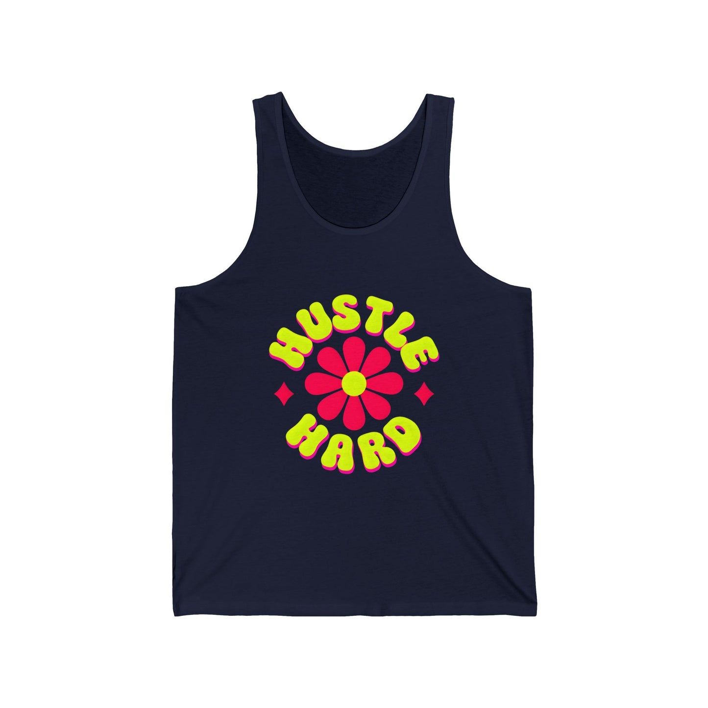Hustle Hard Unisex Jersey Tank - Fun Flower Design