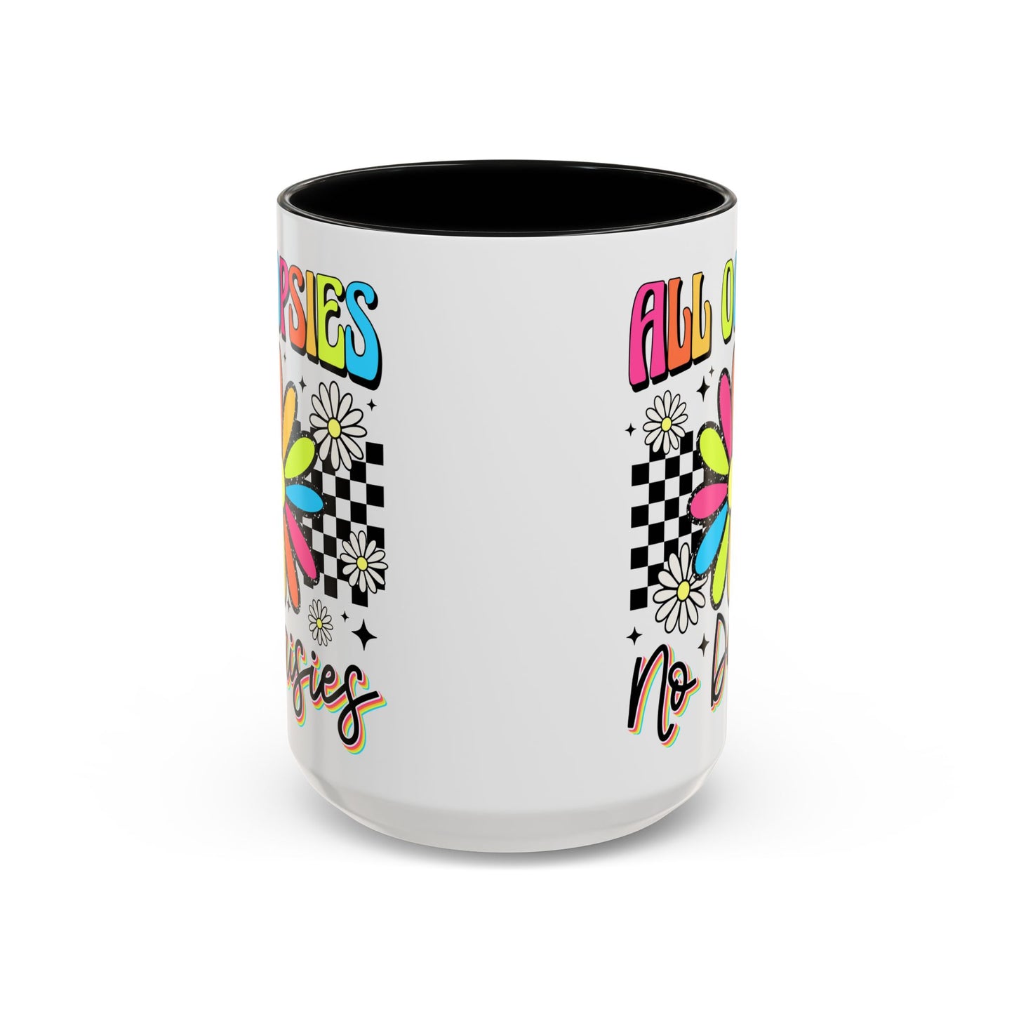 Colorful Flower Accent 15oz. Coffee Mug - 'All Oopsies, No Daisies'