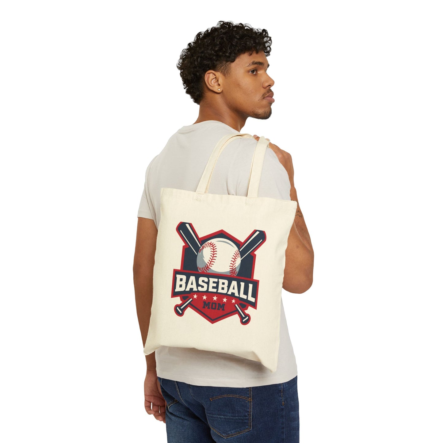 Baseball Mom Cotton Canvas Tote Bag - Stylish and Functional