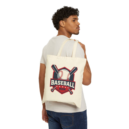 Baseball Mom Cotton Canvas Tote Bag - Stylish and Functional