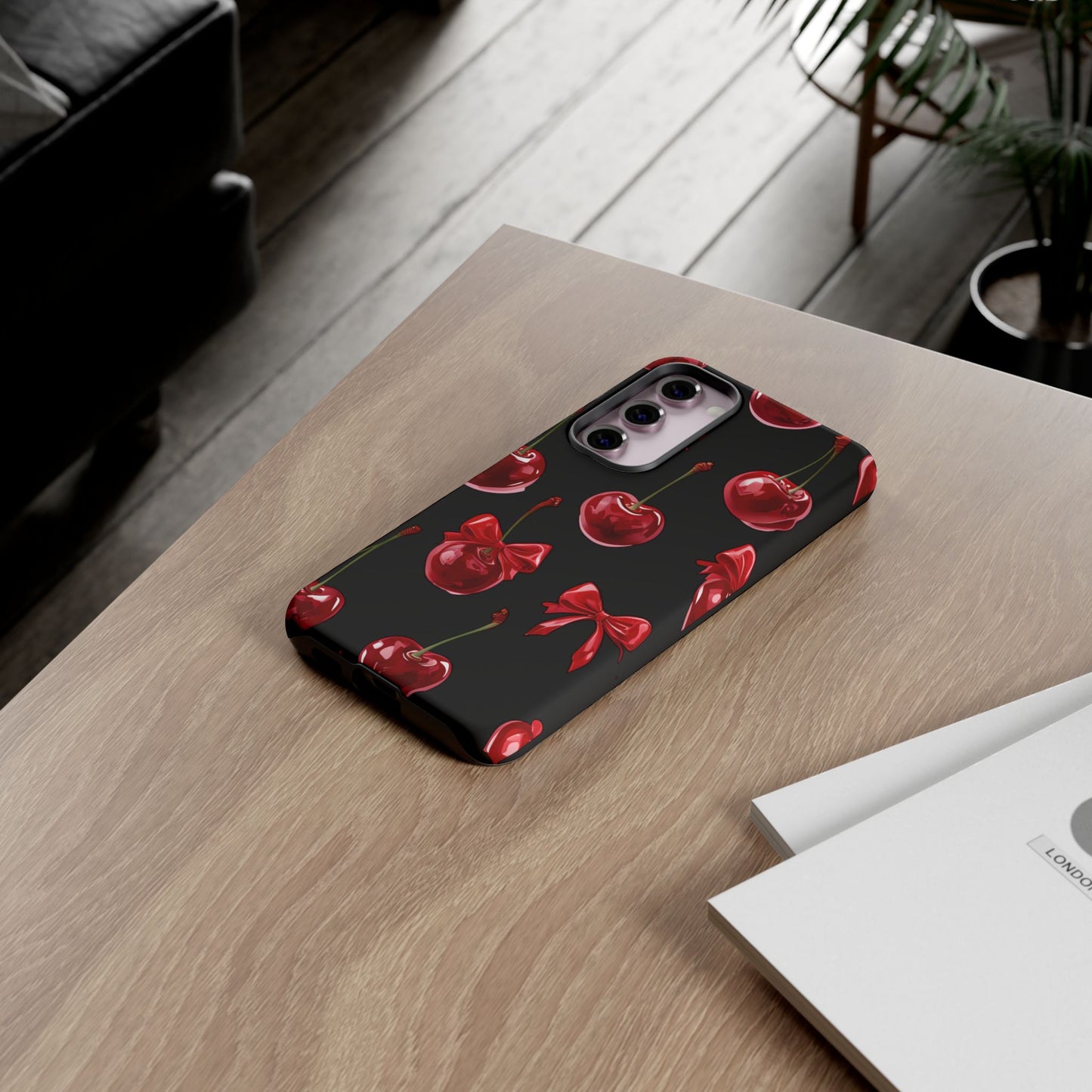 Coquette-Cherry Print Tough Phone Case - Stylish & Durable Protection