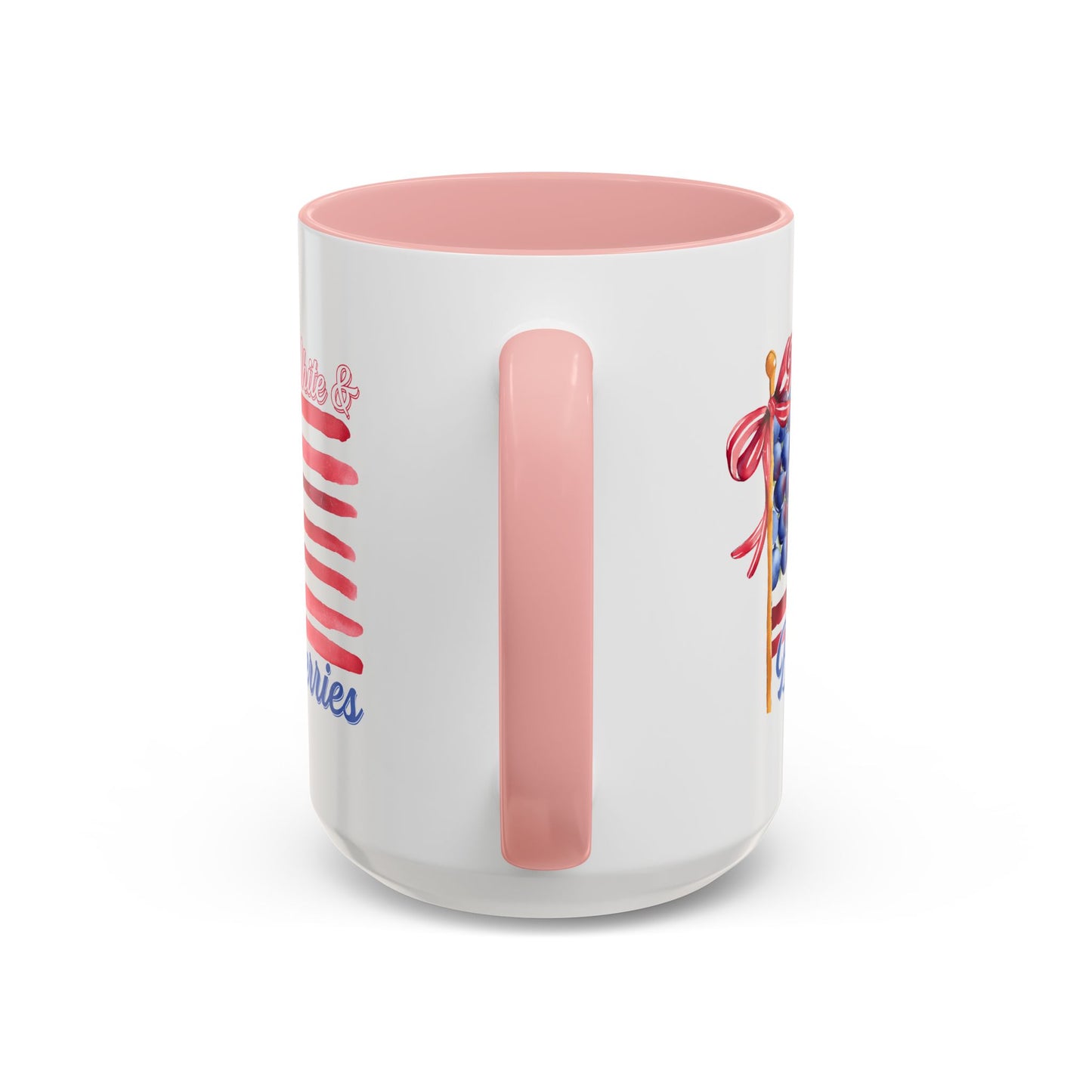 July 4th Accent Coffee Mug with Red, White & Blueberries Design, Patriotic Mug, Americana Decor, Summer BBQ Drinkware, Holiday Gift