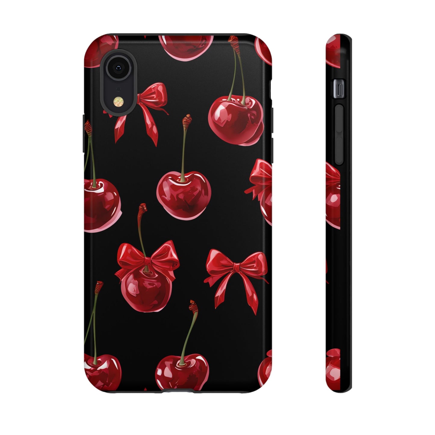 Coquette-Cherry Print Tough Phone Case - Stylish & Durable Protection