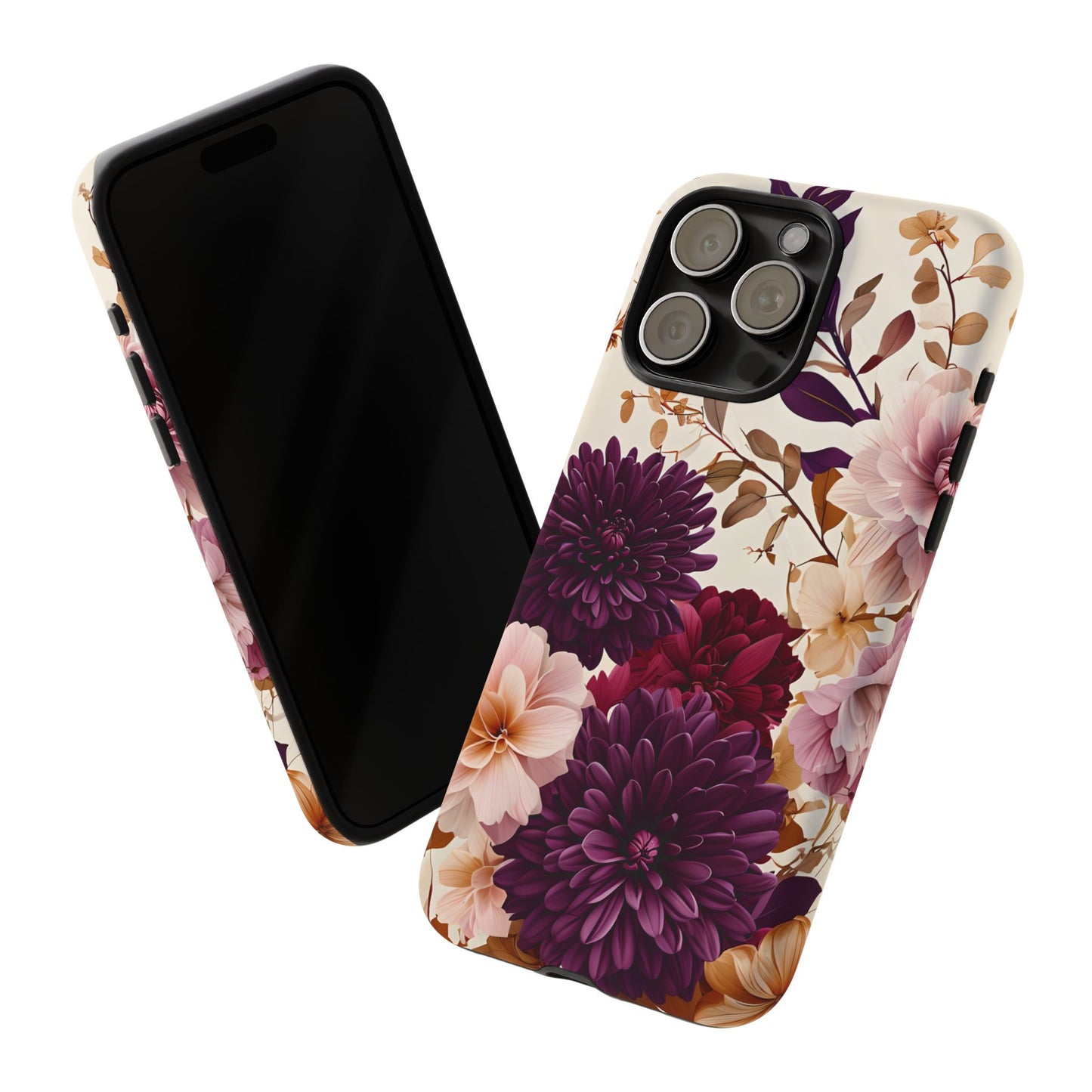 Floral Tough Phone Case - Elegant Design for iPhones & Androids