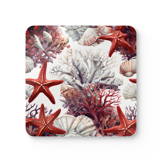 Marine Life Coaster Set - Coral and Starfish Design - Perfect for Beach Lovers