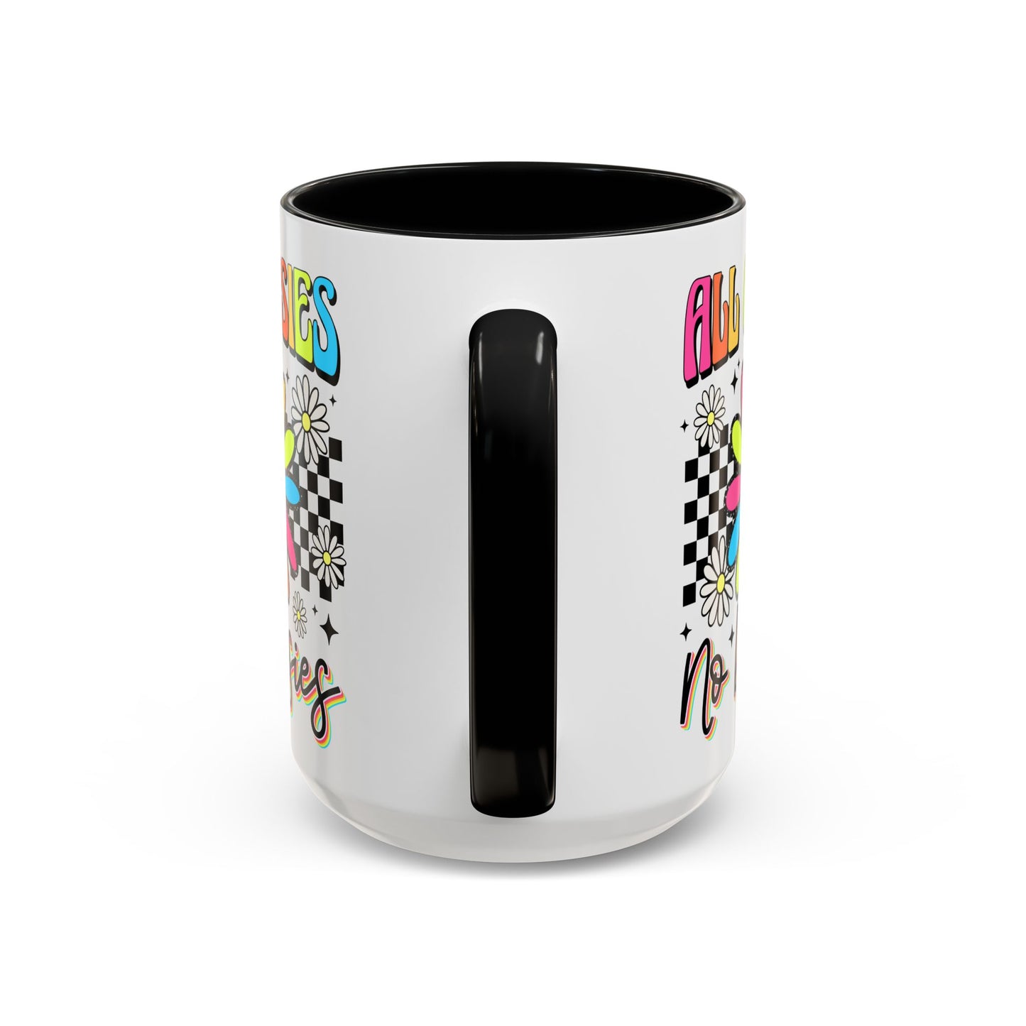 Colorful Flower Accent 15oz. Coffee Mug - 'All Oopsies, No Daisies'