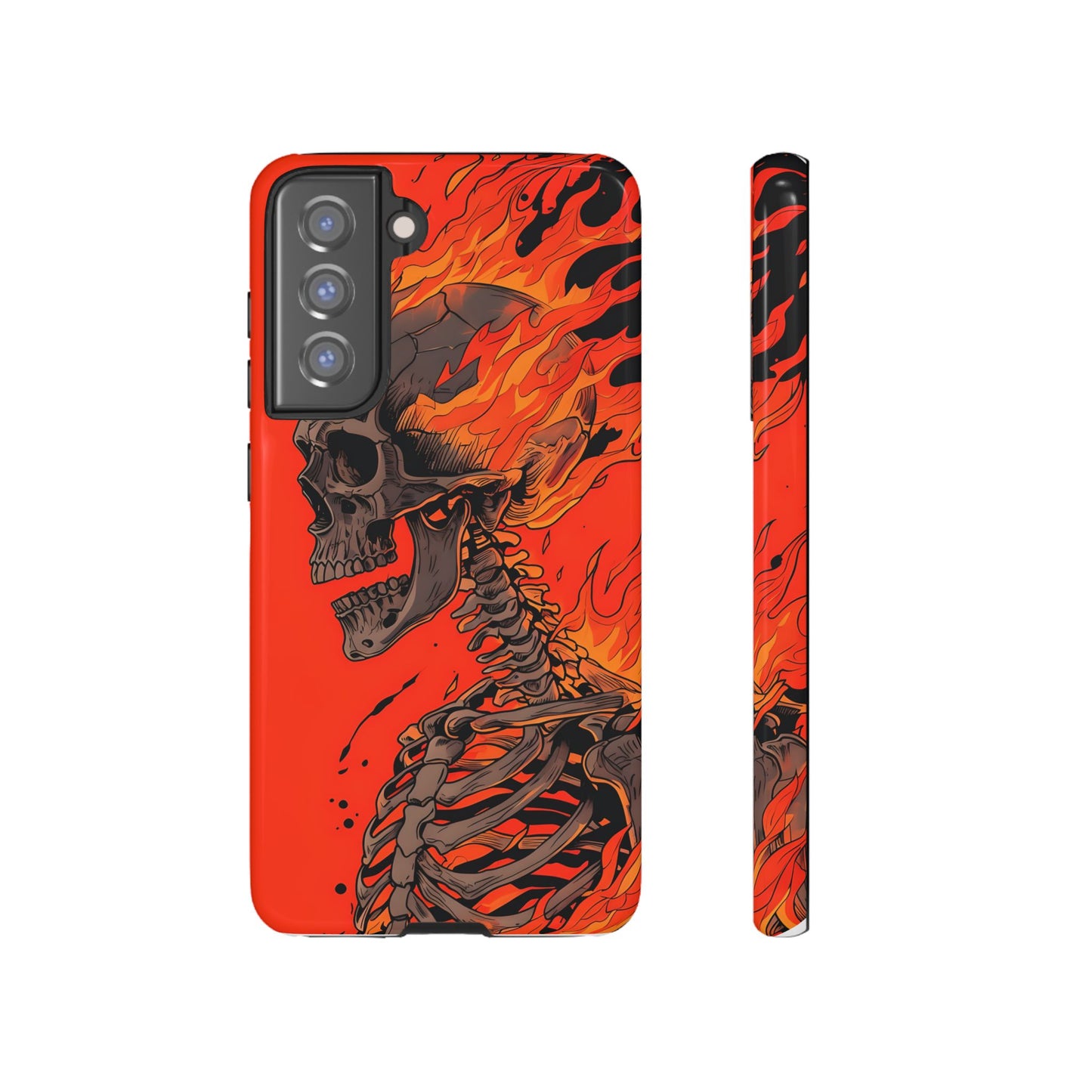 Flaming Skeleton Phone Case - Tough & Stylish Protection