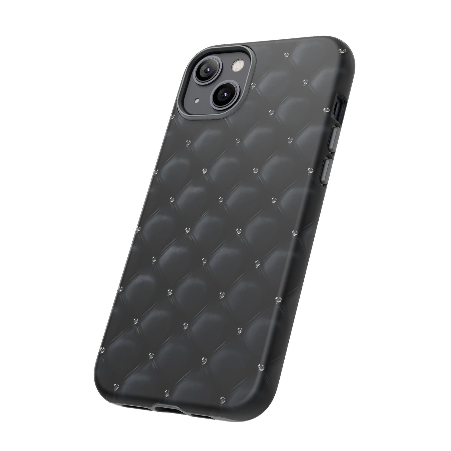 Stylish Tough Phone Case - Elegant Black Quilted Design