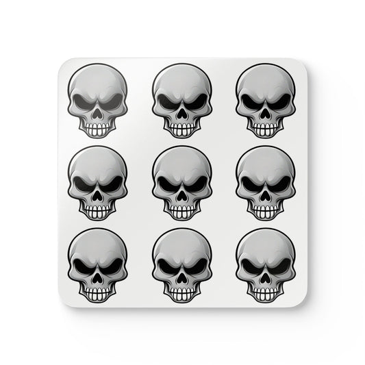 Skull Cork Coaster Set - Gothic Home Decor for Halloween and Parties