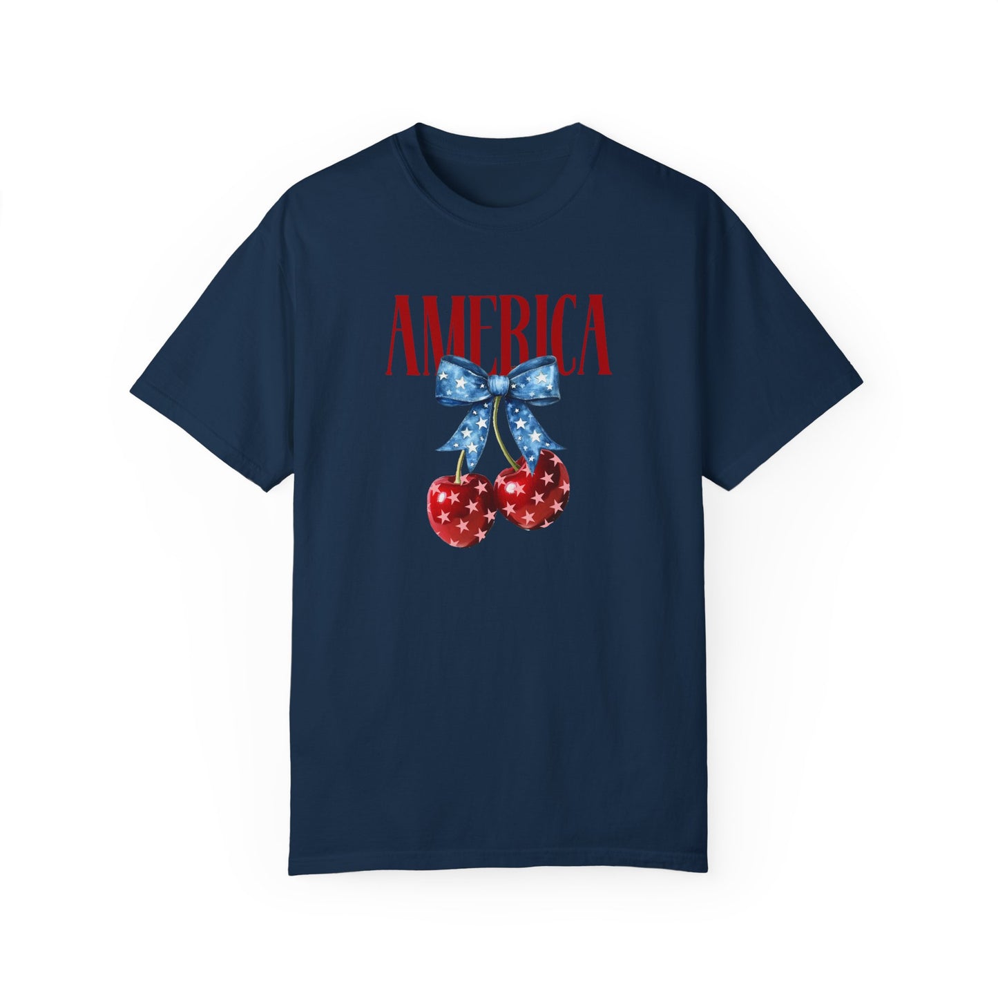 Patriotic Cherry Graphic T-Shirt for Independence Day