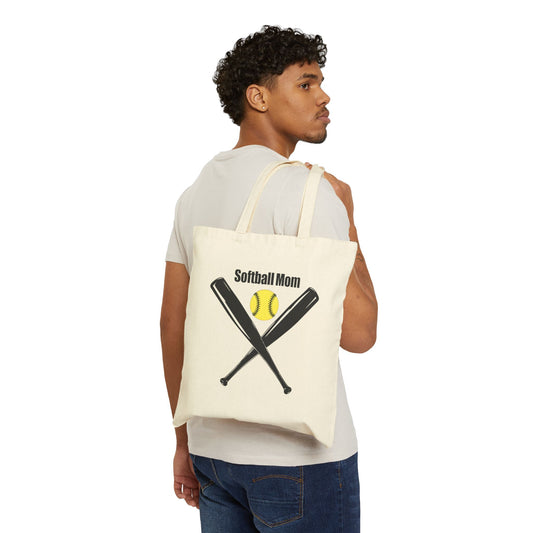 Softball Mom Cotton Canvas Tote Bag - Perfect for Sports Events and Everyday Use