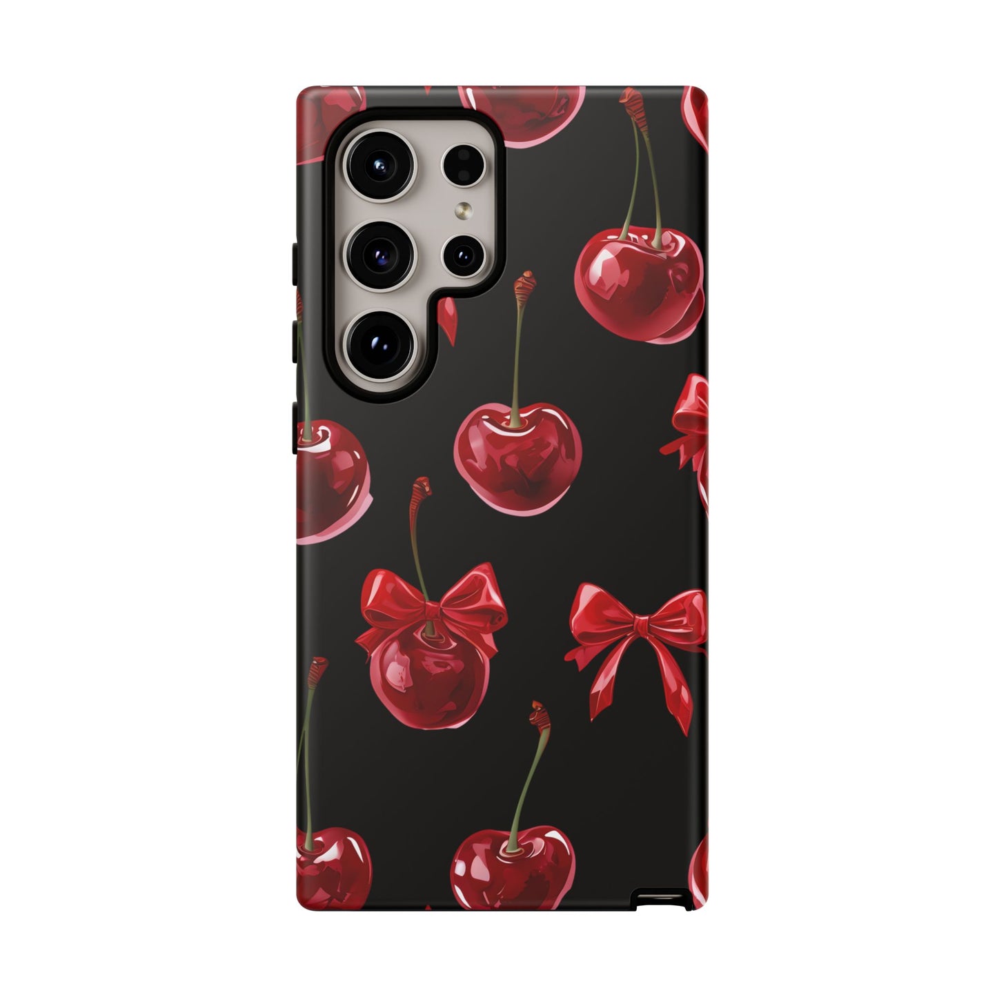 Coquette-Cherry Print Tough Phone Case - Stylish & Durable Protection
