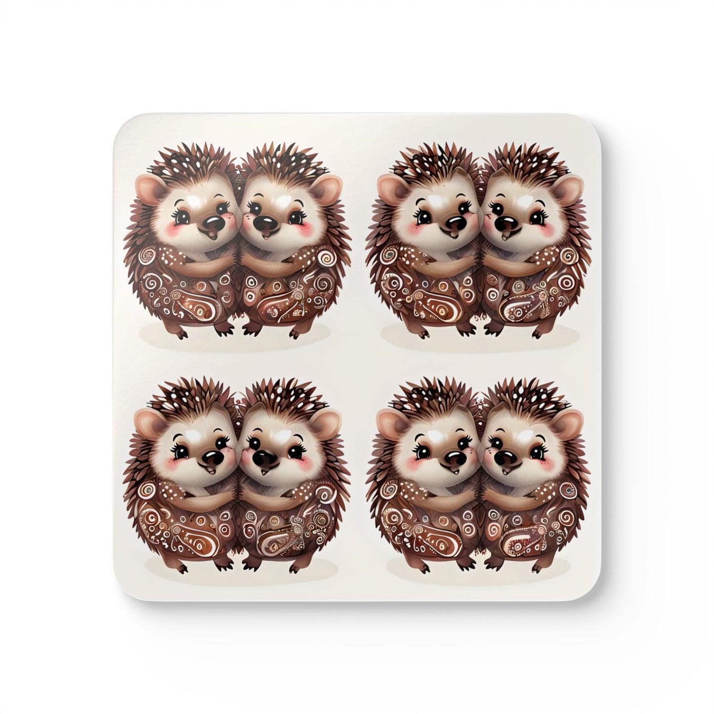 Adorable Hedgehog Cork Coaster Set - Cute & Cozy Drinkware Accessory