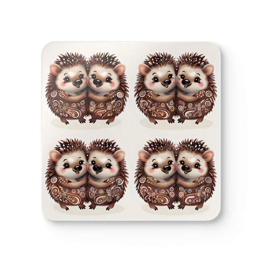 Adorable Hedgehog Cork Coaster Set - Cute & Cozy Drinkware Accessory