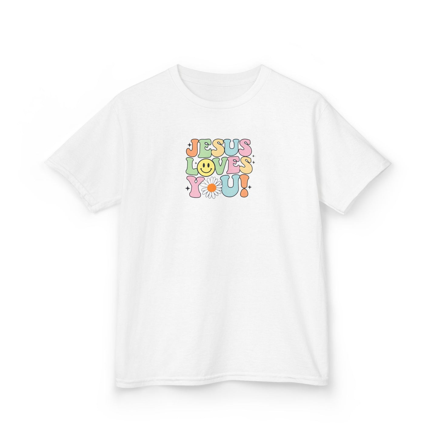 Kids Jesus Loves You Tee - Colorful & Fun Heavy Cotton T-Shirt for Children