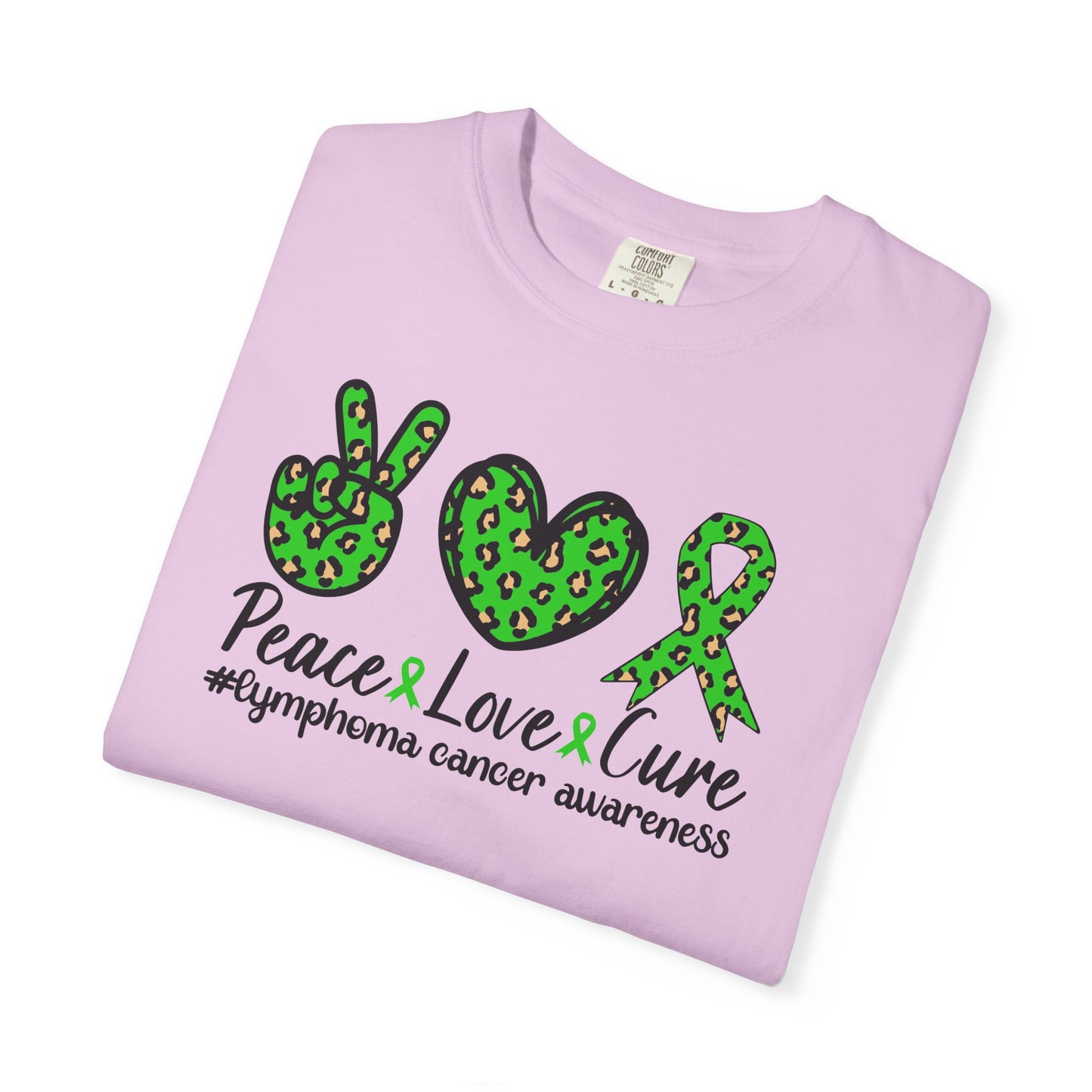 Peace, Love, Cure Unisex Garment-Dyed T-shirt for Lymphoma Awareness, Comfortable Tee, Cancer Support Shirt, Gift for Awareness [...]