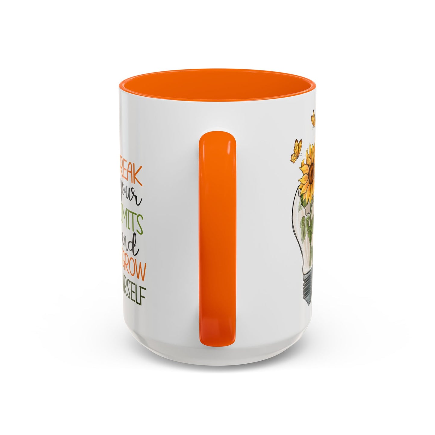 Inspirational Sunflower Coffee Mug - Break Your Limits & Outgrow Yourself - 15oz