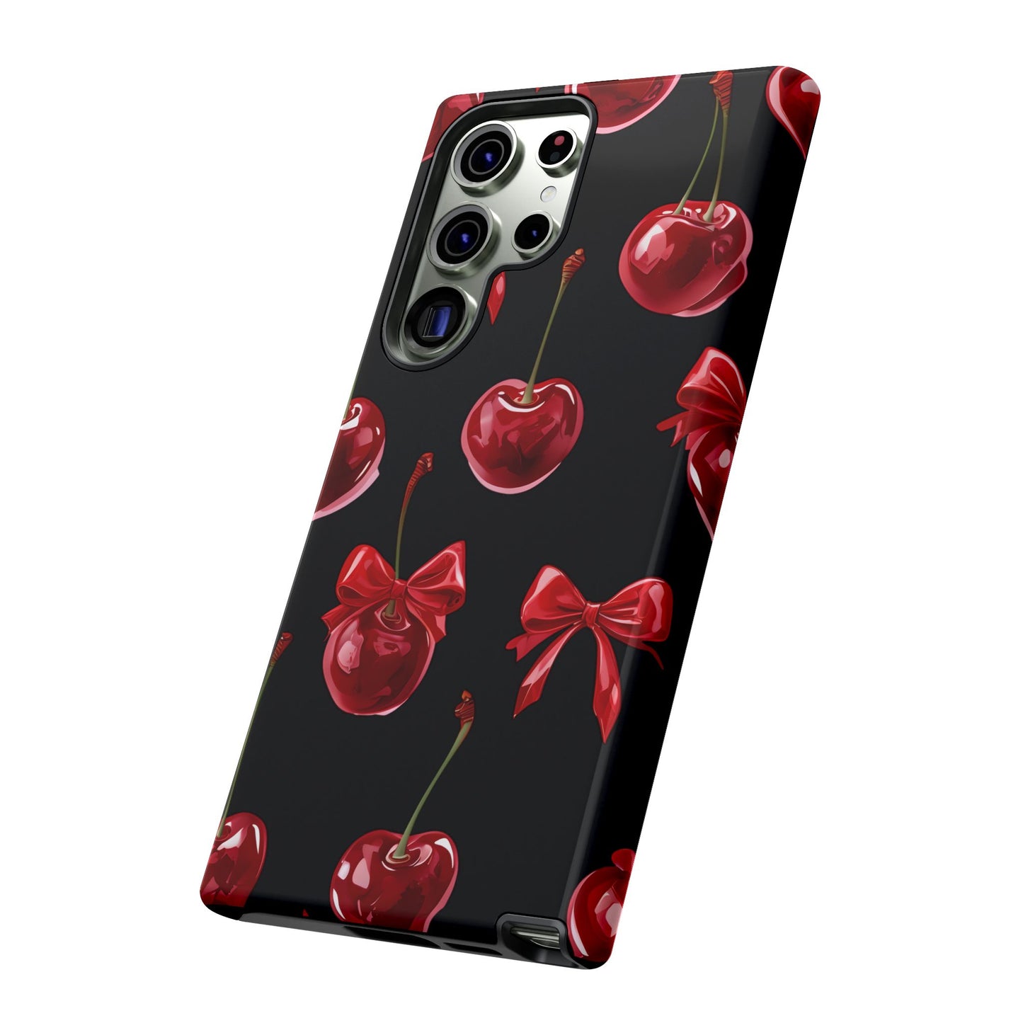 Coquette-Cherry Print Tough Phone Case - Stylish & Durable Protection