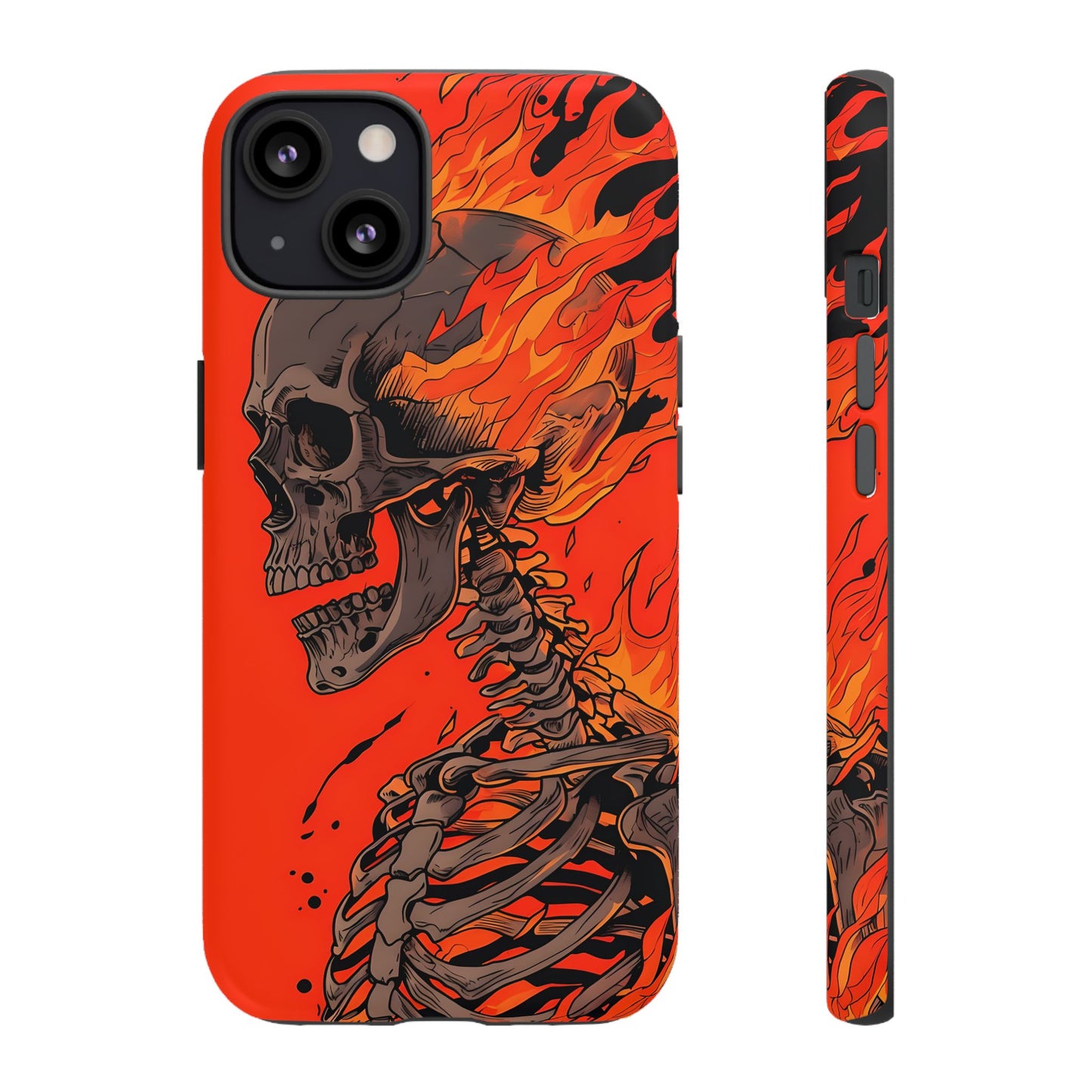 Flaming Skeleton Phone Case - Tough & Stylish Protection