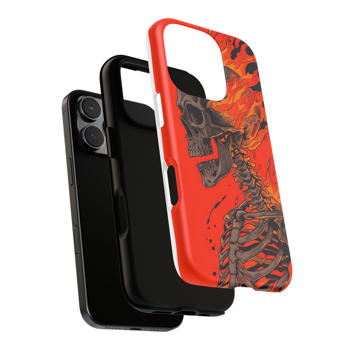 Flaming Skeleton Phone Case - Tough & Stylish Protection