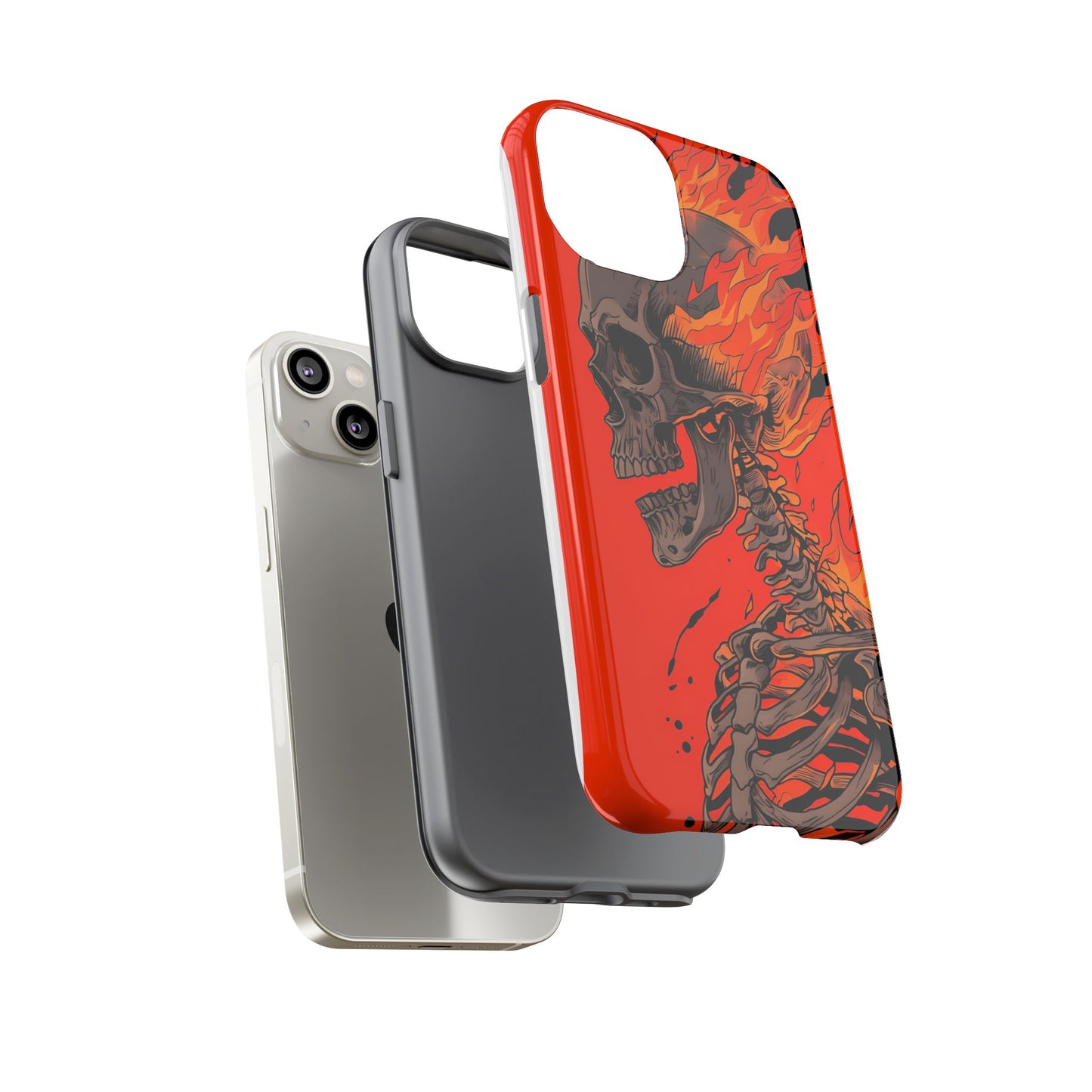 Flaming Skeleton Phone Case - Tough & Stylish Protection