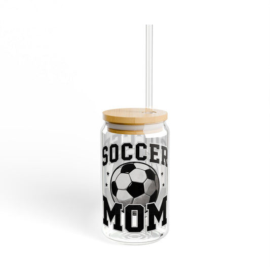 Soccer Mom Sipper Glass - 16oz with Straw