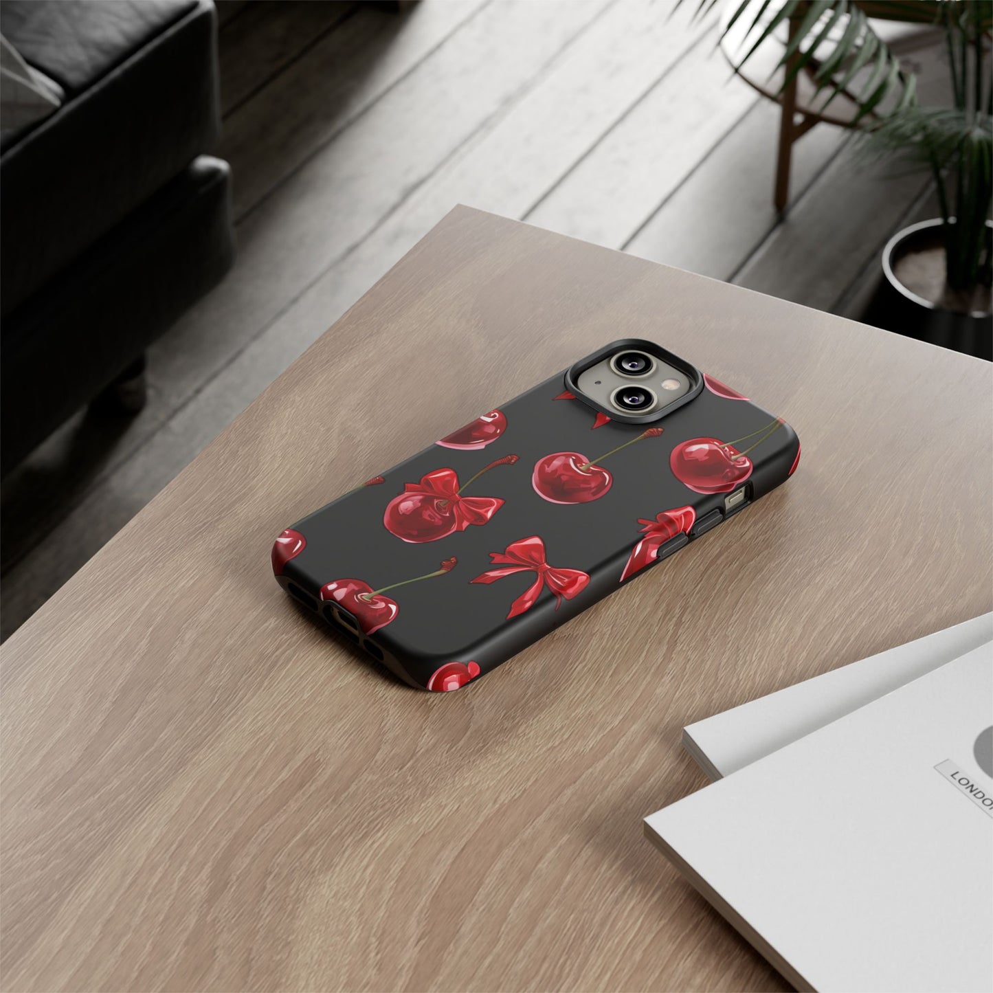Coquette-Cherry Print Tough Phone Case - Stylish & Durable Protection