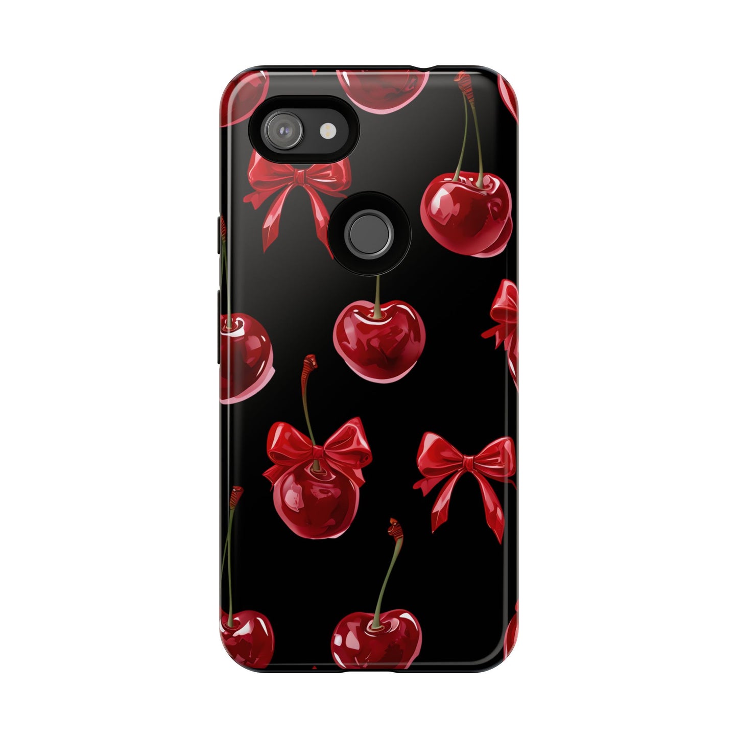 Coquette-Cherry Print Tough Phone Case - Stylish & Durable Protection