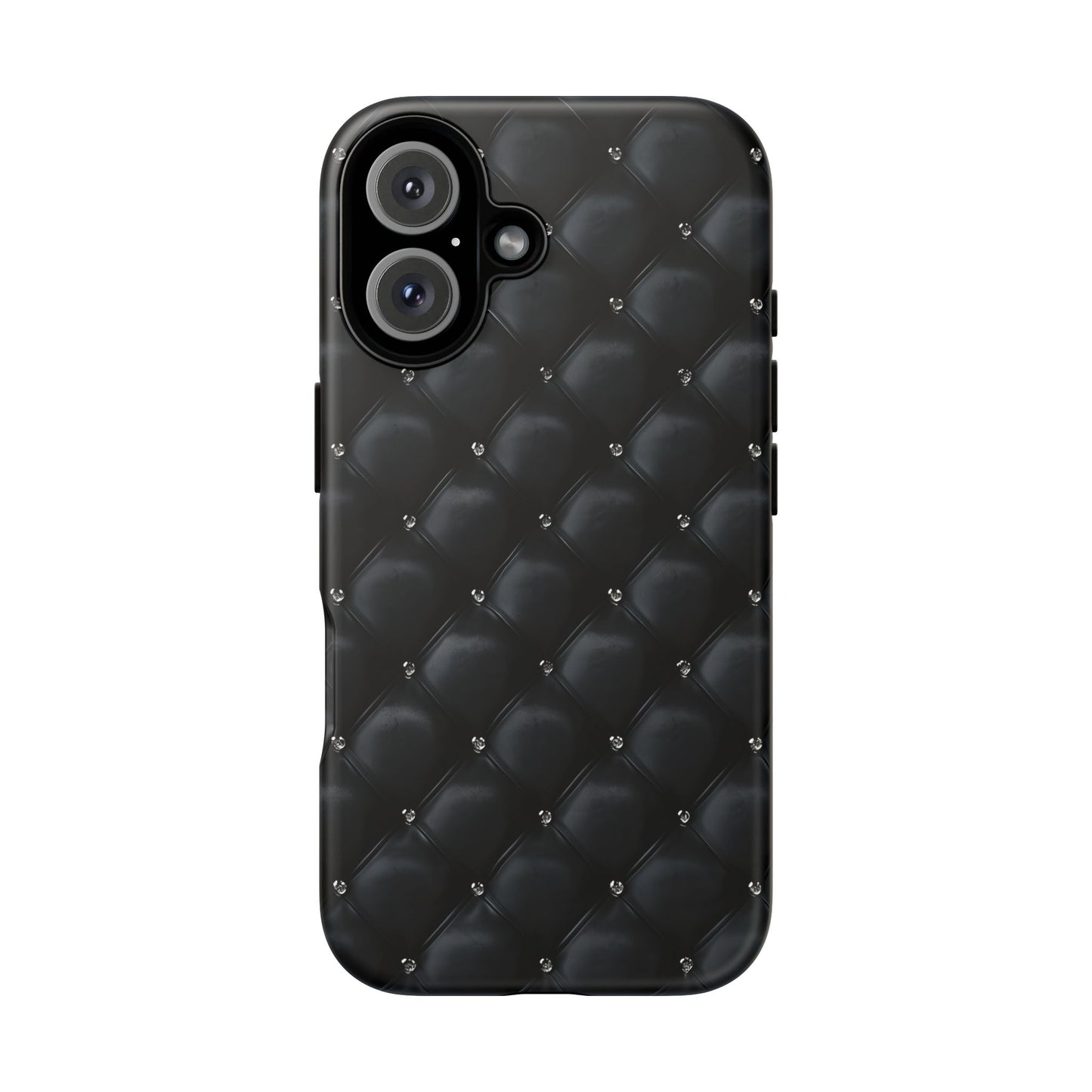 Stylish Tough Phone Case - Elegant Black Quilted Design