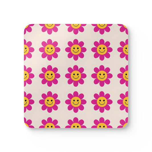 Sunny Floral Cork Coaster Set - Eco-Friendly Drink Coasters for Home Decor