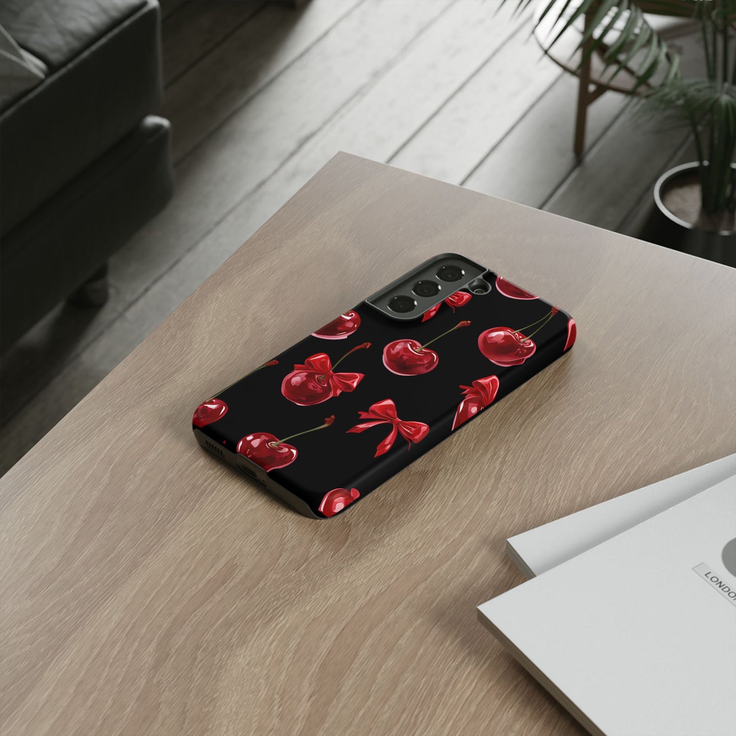 Coquette-Cherry Print Tough Phone Case - Stylish & Durable Protection
