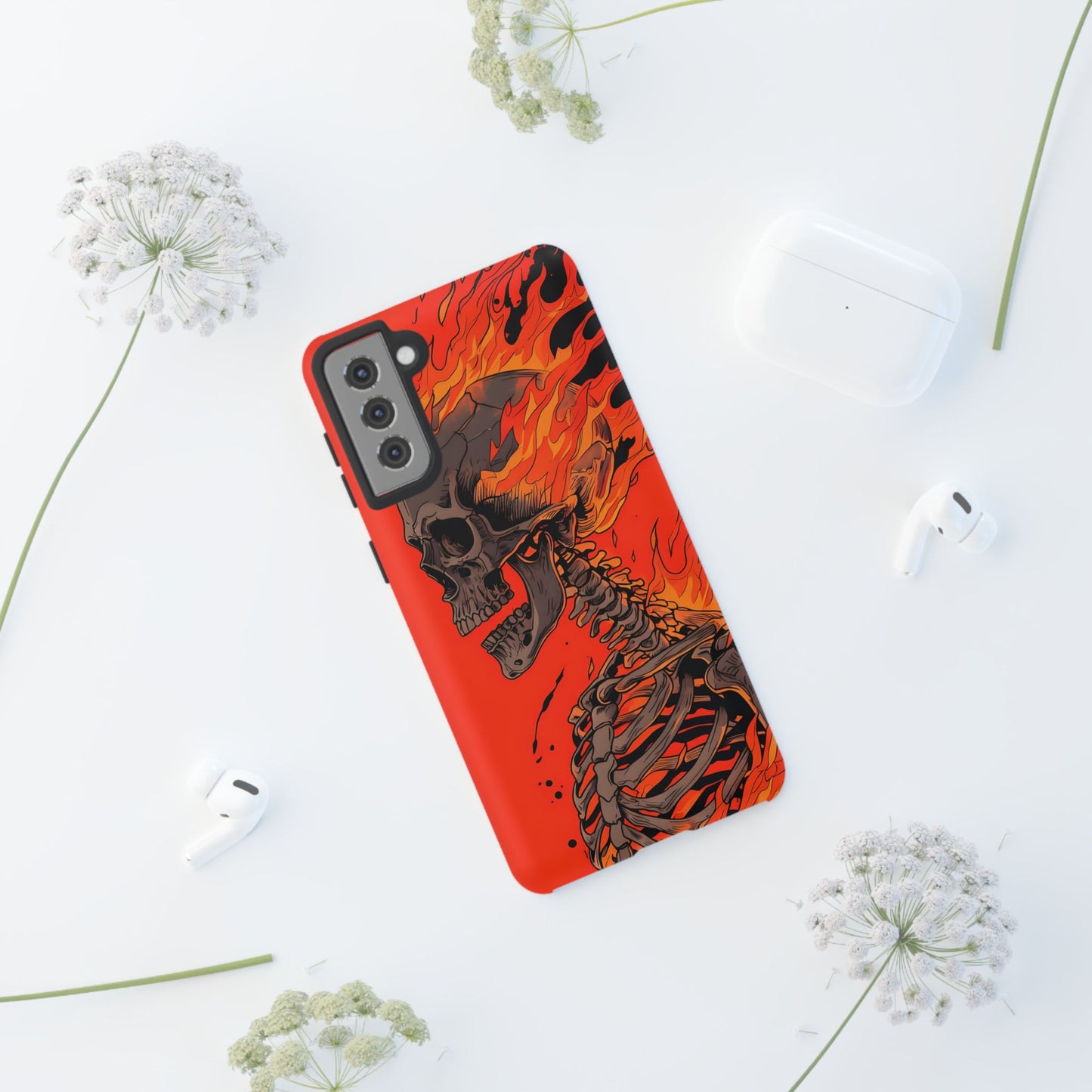 Flaming Skeleton Phone Case - Tough & Stylish Protection
