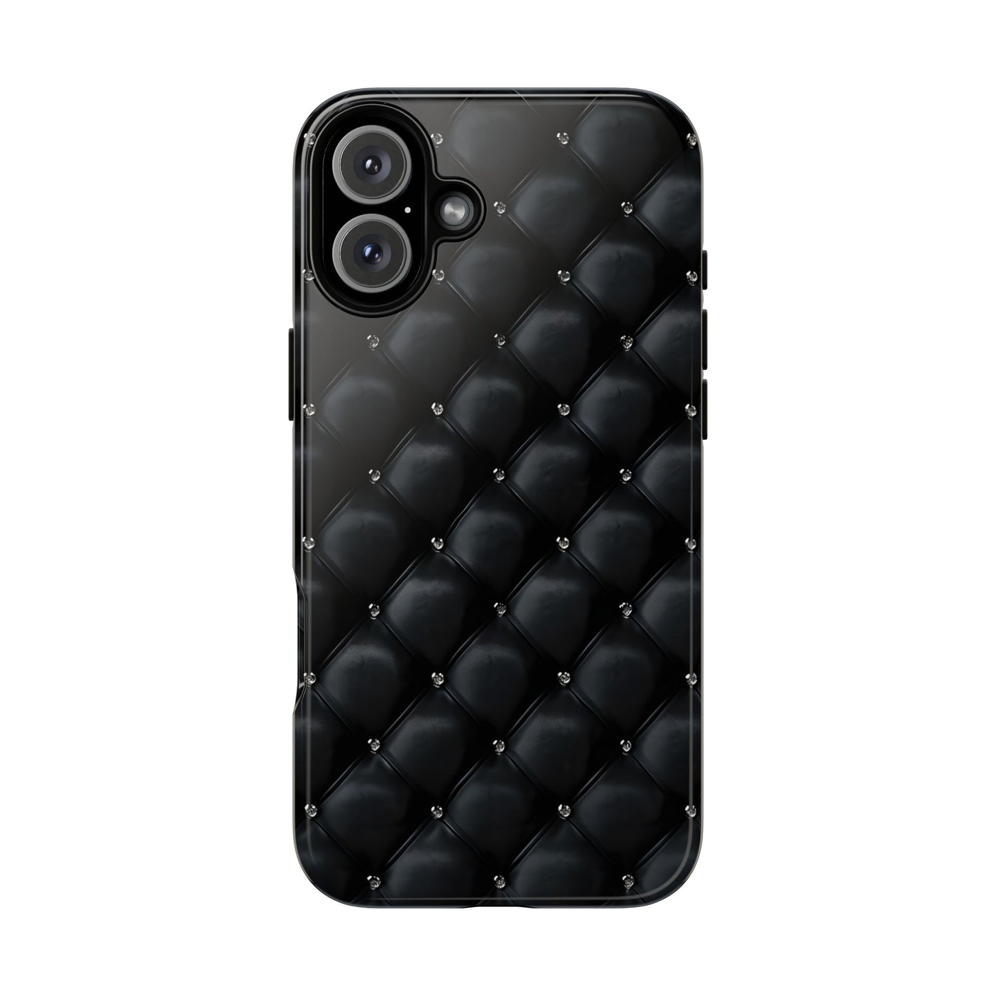 Stylish Tough Phone Case - Elegant Black Quilted Design