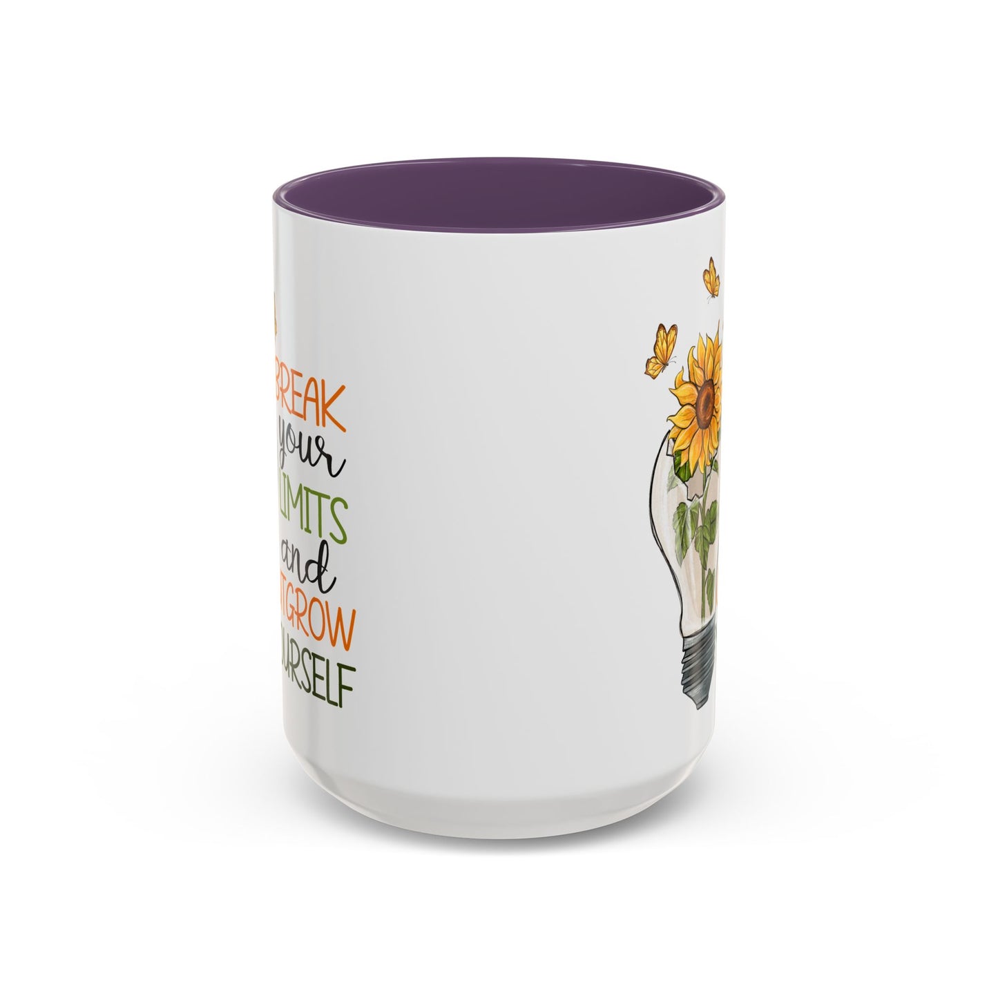 Inspirational Sunflower Coffee Mug - Break Your Limits & Outgrow Yourself - 15oz