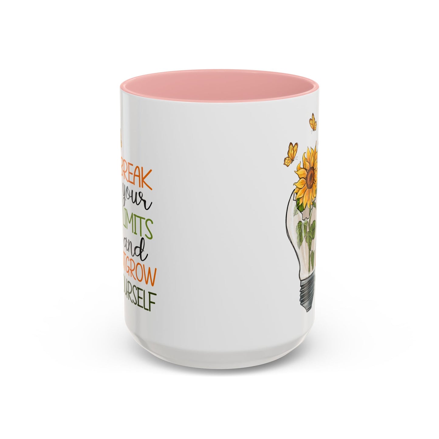 Inspirational Sunflower Coffee Mug - Break Your Limits & Outgrow Yourself - 15oz