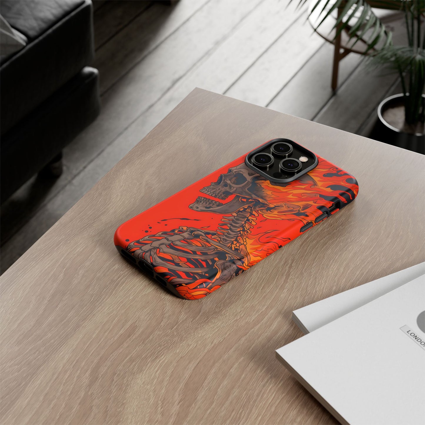 Flaming Skeleton Phone Case - Tough & Stylish Protection