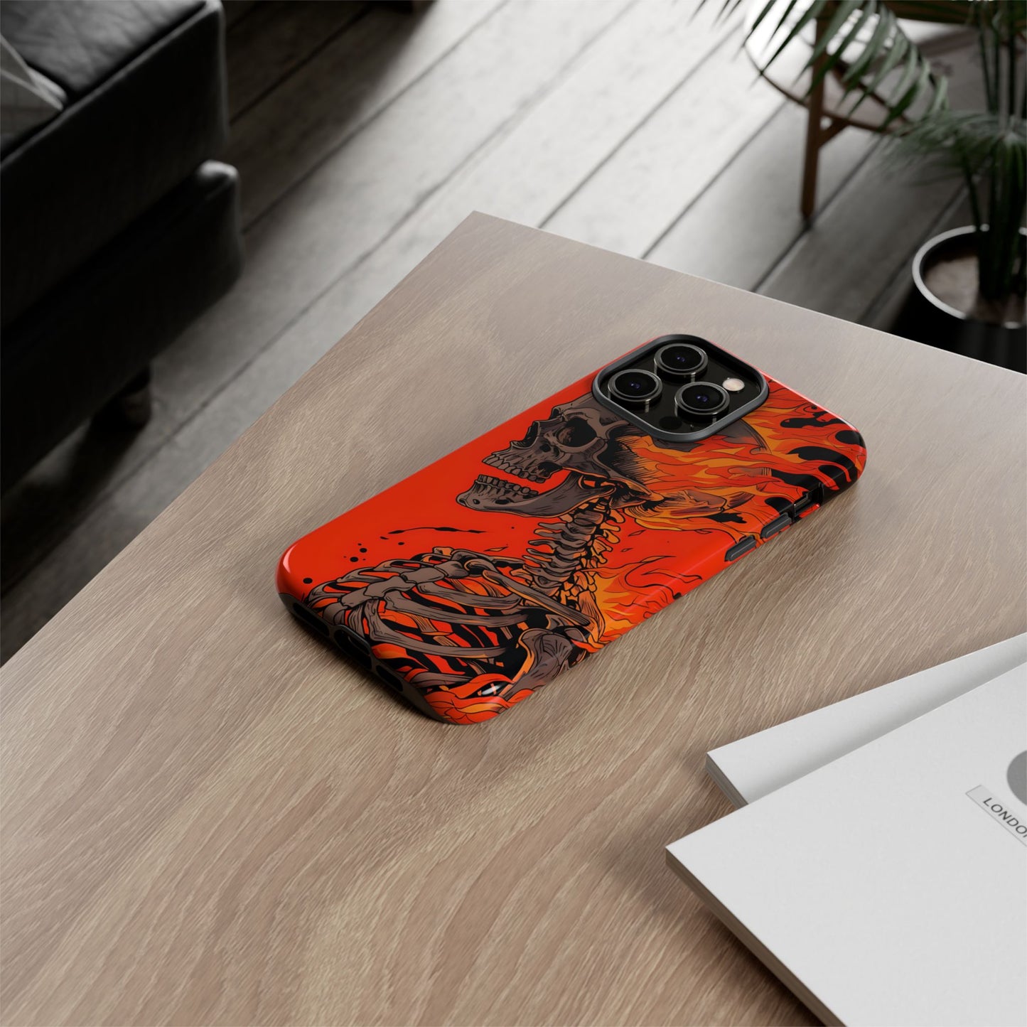 Flaming Skeleton Phone Case - Tough & Stylish Protection