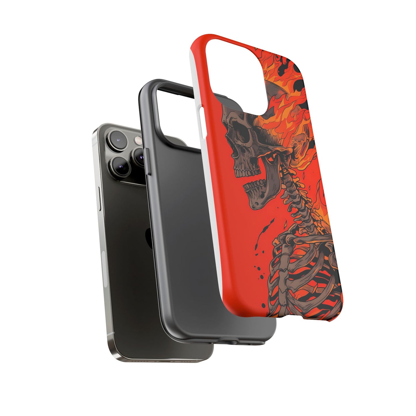 Flaming Skeleton Phone Case - Tough & Stylish Protection