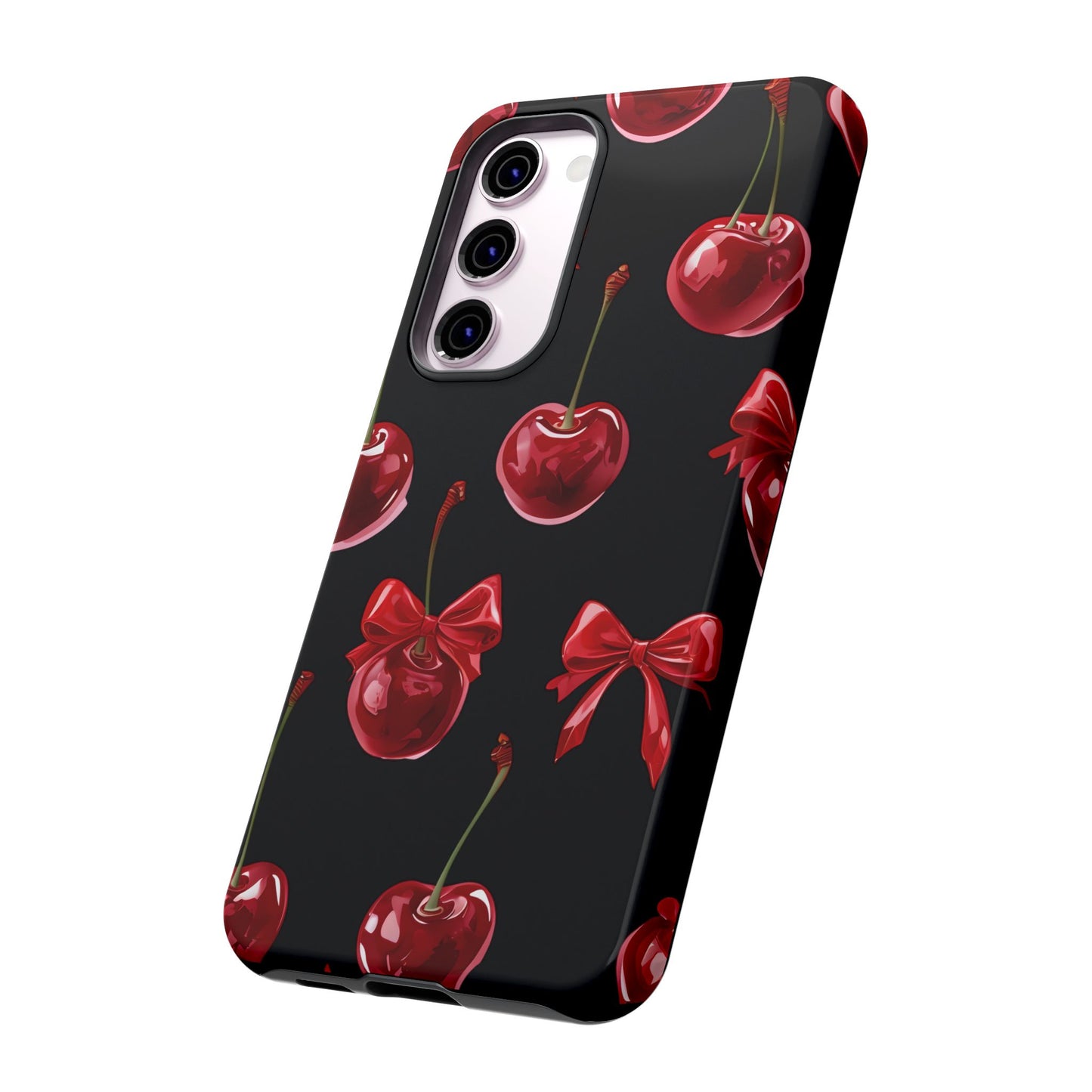 Coquette-Cherry Print Tough Phone Case - Stylish & Durable Protection