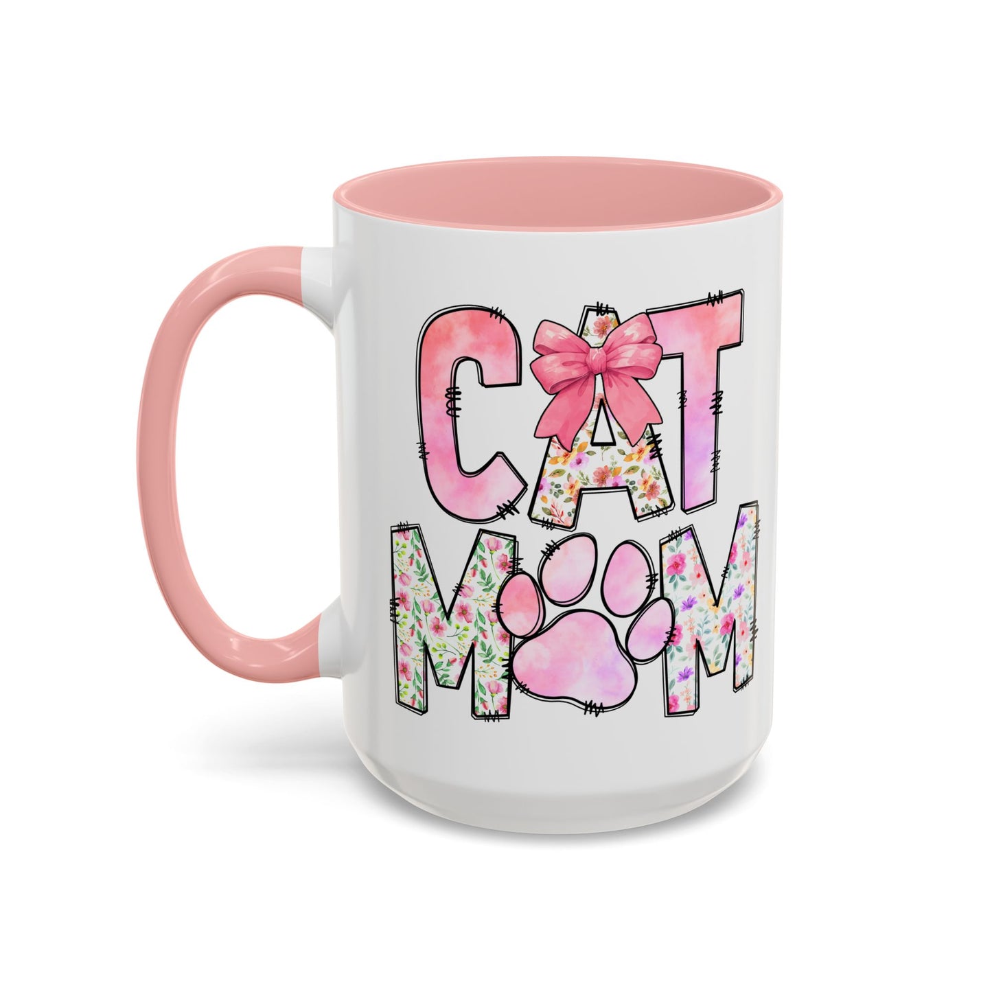 Floral Cat Mom 15oz Coffee Mug - Perfect Gift for Cat Lovers